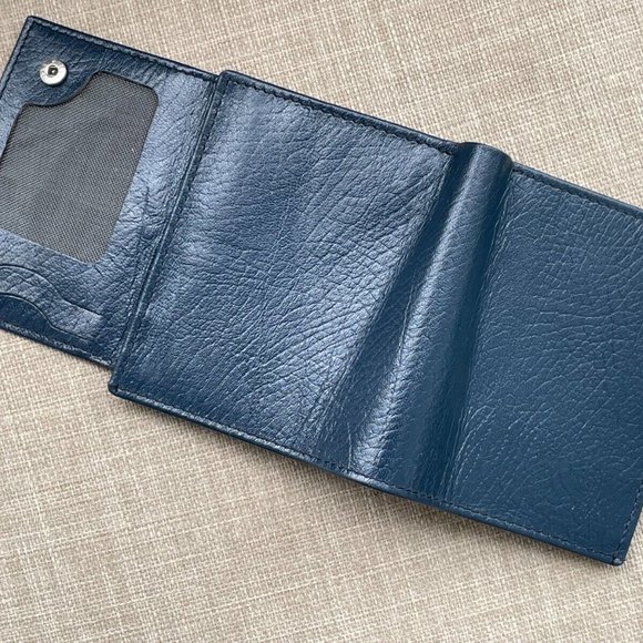 Genuine Blue Leather Wallet Multi Card Holder Handmade Bifold Men Wallet Purse - Picture 6 of 12